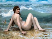 "Wellen-sittlich sitz ich" (nach Bouguereau ) 120 x 160 cm Öl auf Leinwand 2020