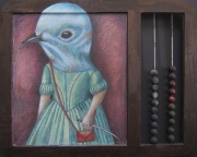 Bluebird Of Happiness Pigmentstift auf Vintage Schiefer Abakus 22 x 25 cm 2017