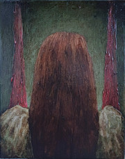 Marie Louise Elshout – Girl 11 (2025) Tusche und Öl auf Leinwand, 30 × 24 cm
