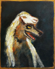 James Johnston -Wolf in Sheeps Clothing- Acryl und Goldpaste auf Leinwand 50 x 40 cm 2025