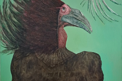 Marie Louise Elshout – Hybrid 8 Black Rhinoceros Bird (2024) Kohle und Öl auf Leinwand, 110 × 80 cm