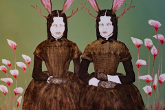 Marie Louise Elshout – Hybrid 14 Jackalopes (2024) Öl auf Leinwand, 120 × 120 cm