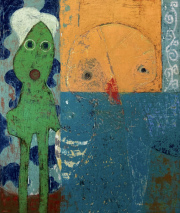 MASCH -Bird and Green Buddy- Öl auf Leinwand 60 x 50 cm 2024